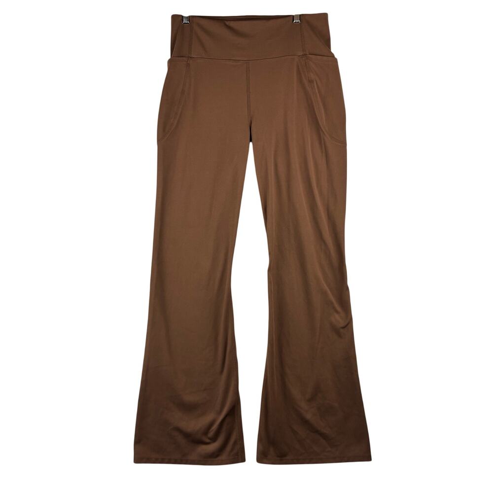 Freely Chocolate Brown Flare Leggings XL High Rise Yoga Pants Stretch Pockets 23